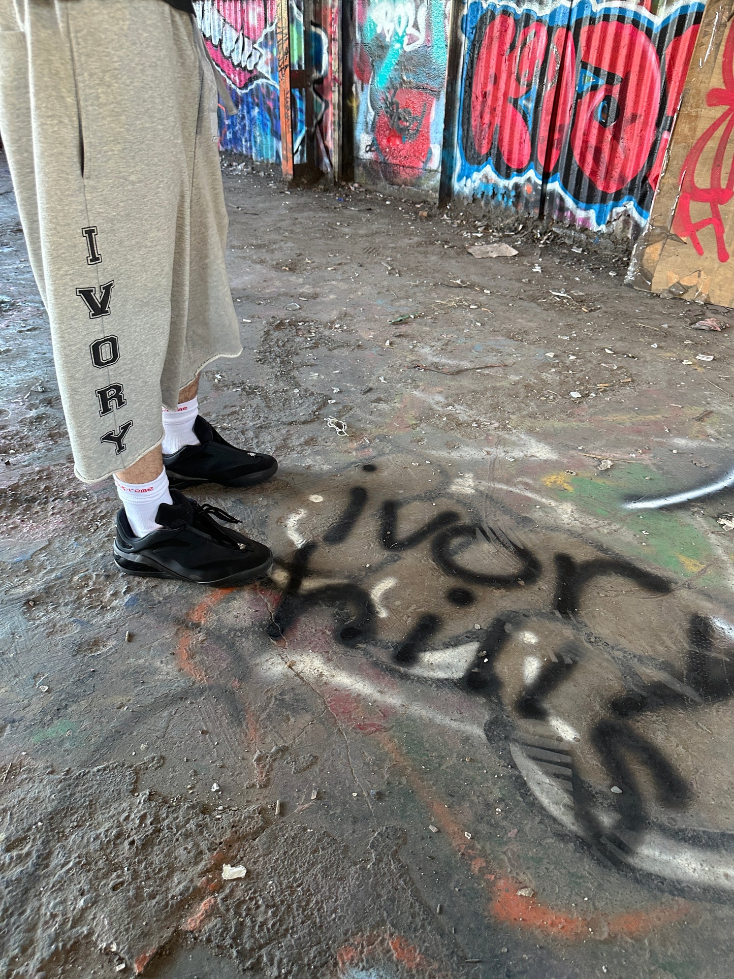"Ivory State" Baggy Sweatshorts