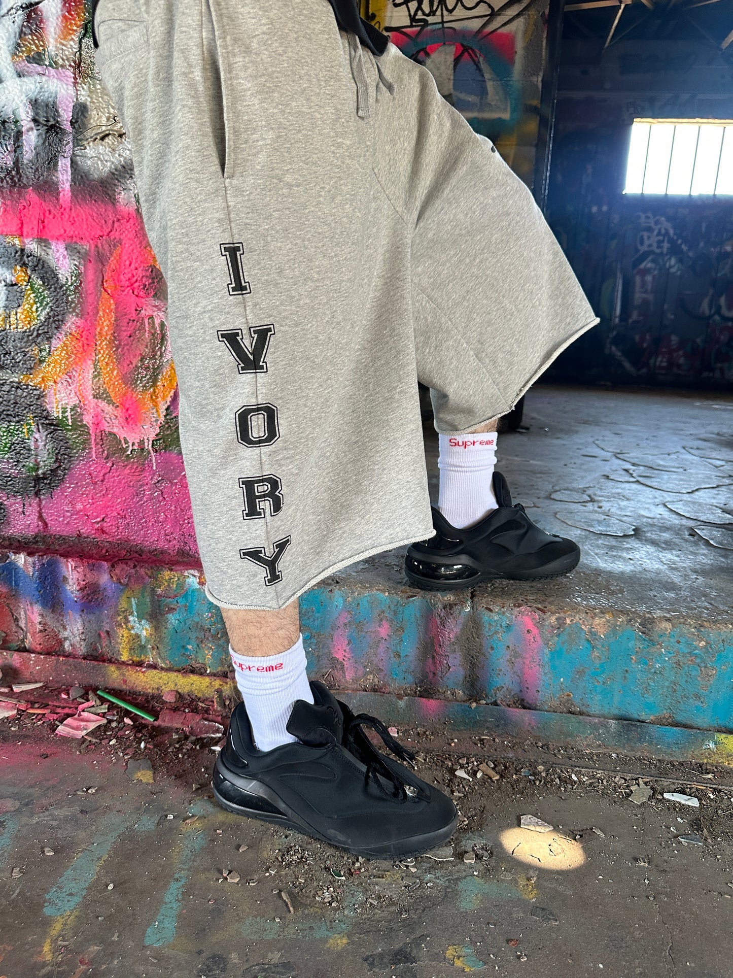 "Ivory State" Baggy Sweatshorts