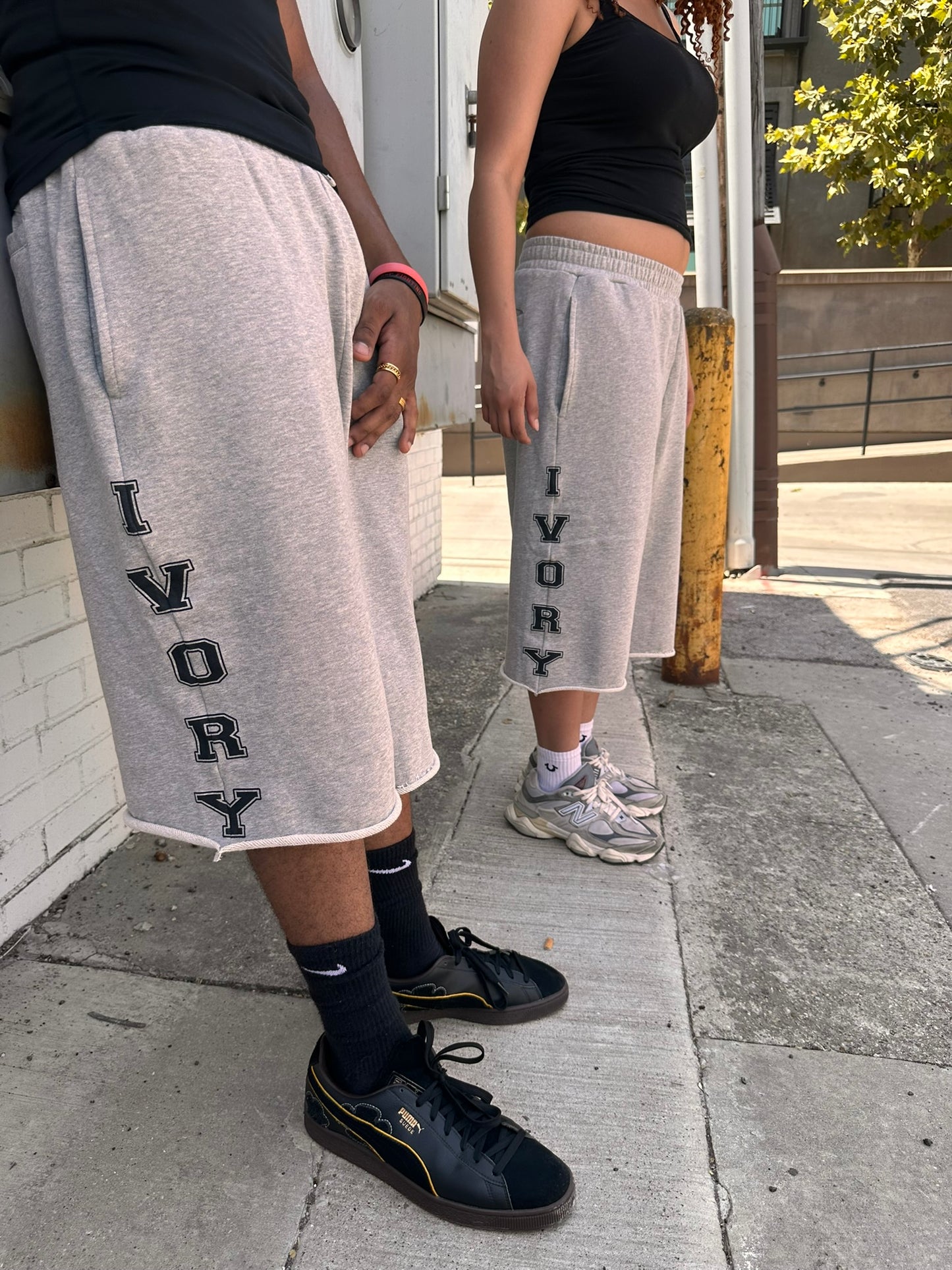 "Ivory State" Baggy Sweatshorts